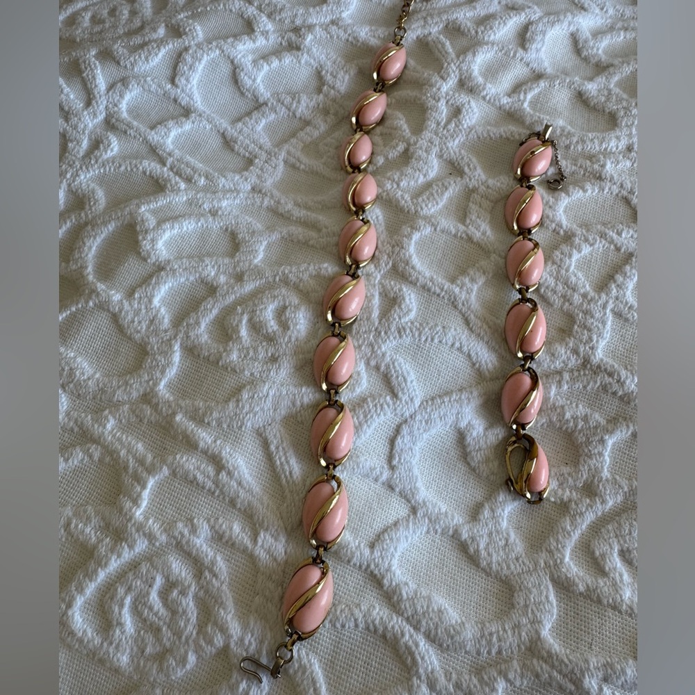 Rare Vintage 1950s Coro Gold Tone Cabochon Necklace  and Bracelet